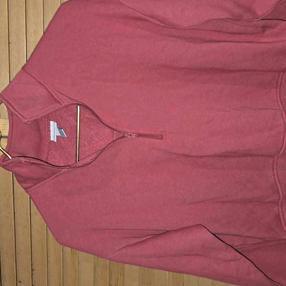 A New Day Coral Quarter Zip-up Cropped Sweatshirt Size Small - Picture 2 of 3